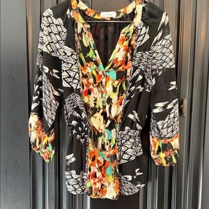 Calvin Klein Women's Black and Multicolor Blouse